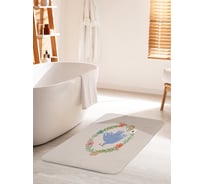 Коврик для ванной комнаты и туалета противоскользящий JOYARTY "Птица в цветах" 60х100 см bath_419759_60x100