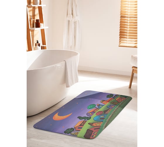 Коврик для ванной комнаты и туалета противоскользящий JOYARTY "Милый городок" 60х100 см bath_385276_60x100 1
