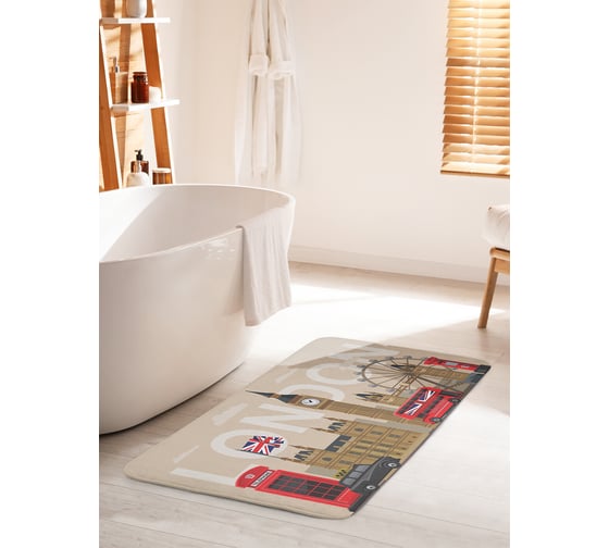 Коврик для ванной комнаты и туалета противоскользящий JOYARTY "На улицах Лондона" 60х100 см bath_60091_60x100 1