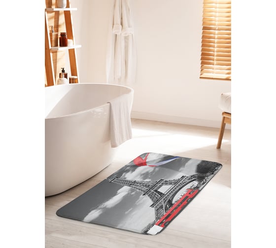 Коврик для ванной комнаты и туалета противоскользящий JOYARTY "Облачный Париж" 60х100 см bath_244894_60x100 1