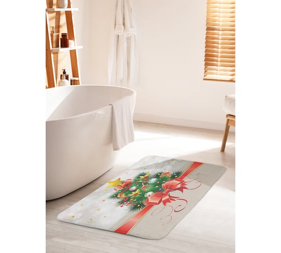 Коврик для ванной комнаты и туалета противоскользящий JOYARTY "Новогодняя открытка" 60х100 см bath_78067_60x100 1