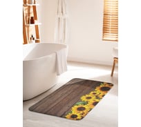 Коврик для ванной комнаты и туалета противоскользящий JOYARTY "Подсолнухи на досках" 60х100 см bath_94940_60x100
