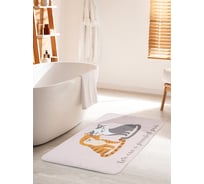 Коврик для ванной комнаты и туалета противоскользящий JOYARTY "Лучшая пара котиков" 60х100 см bath_92004_60x100