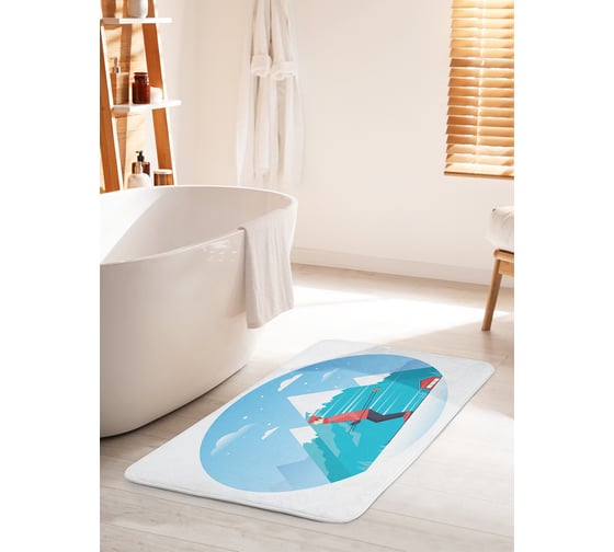Коврик для ванной комнаты и туалета противоскользящий JOYARTY "Горнолыжник в горах" 60х100 см bath_72030_60x100 1