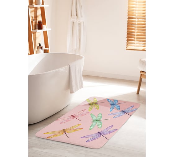 Коврик для ванной комнаты и туалета противоскользящий JOYARTY "Стрекозы во всей красе" 60х100 см bath_378412_60x100 1