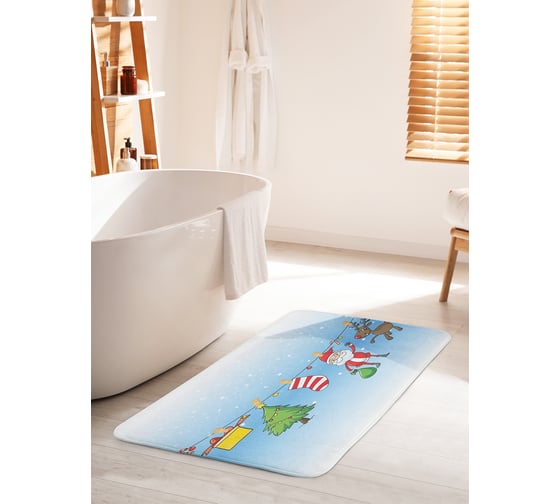 Коврик для ванной комнаты и туалета противоскользящий JOYARTY "Новогодняя сушилка" 60х100 см bath_78077_60x100 1