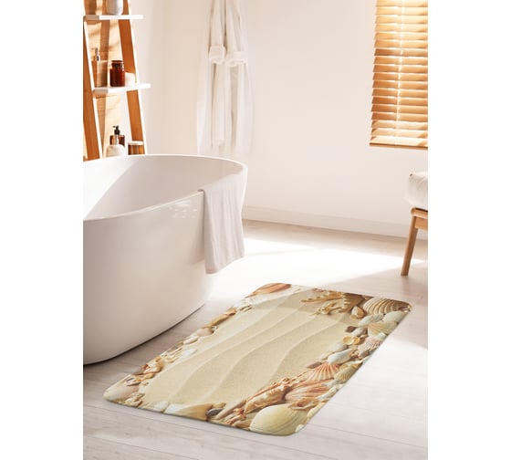 Коврик для ванной комнаты и туалета противоскользящий JOYARTY "Рамка из ракушек" 60х100 см bath_80511_60x100 1