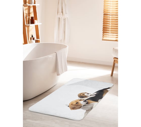 Коврик для ванной комнаты и туалета противоскользящий JOYARTY "Щенок с мамой" 60х100 см bath_58207_60x100 1