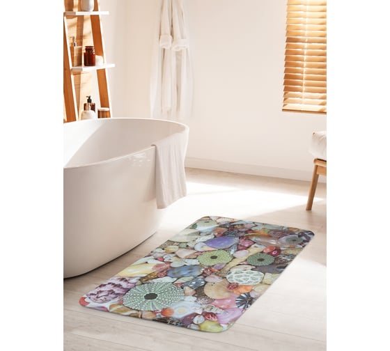 Коврик для ванной комнаты и туалета противоскользящий JOYARTY "Богатство морских ракушек" 60х100 см bath_80517_60x100 1