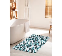 Коврик для ванной комнаты и туалета противоскользящий JOYARTY "Голубой камуфляж" 60х100 см bath_34617_60x100
