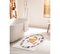 Коврик для ванной комнаты и туалета противоскользящий JOYARTY "Лиса в цветах" 60х100 см bath_128616_60x100
