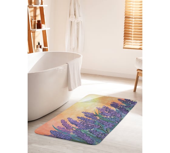 Коврик для ванной комнаты и туалета противоскользящий JOYARTY "Лаванда на рассвете" 60х100 см bath_385254_60x100 1