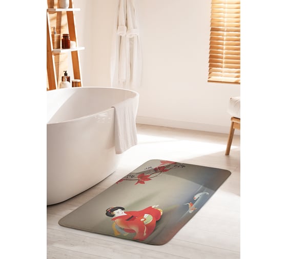 Коврик для ванной комнаты и туалета противоскользящий JOYARTY "Кормление рыб кои" 60х100 см bath_38761_60x100 1
