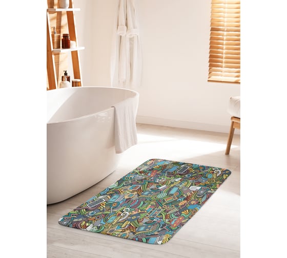 Коврик для ванной комнаты и туалета противоскользящий JoyArty "Радужный стикербомбинг" 60х100 см bath_41641_60x100 1
