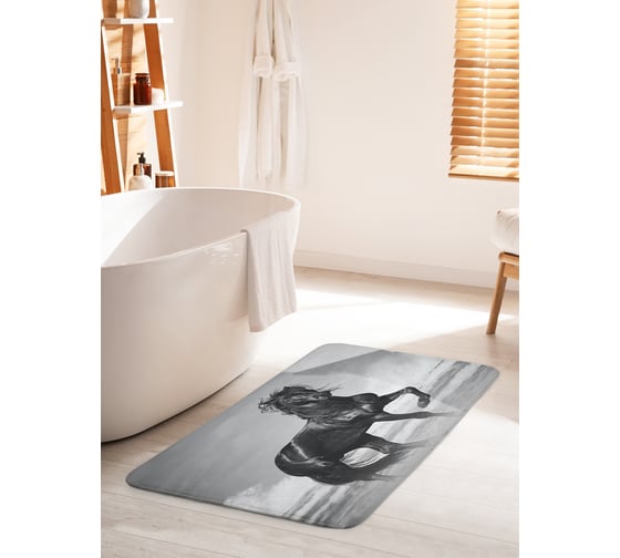 Коврик для ванной комнаты и туалета противоскользящий JOYARTY "Лошадь у моря" 60х100 см bath_378811_60x100 1