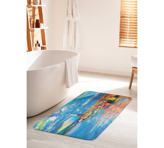 Коврик для ванной комнаты и туалета противоскользящий JOYARTY "Шлюпки у маяка" 60х100 см bath_38442_60x100 1