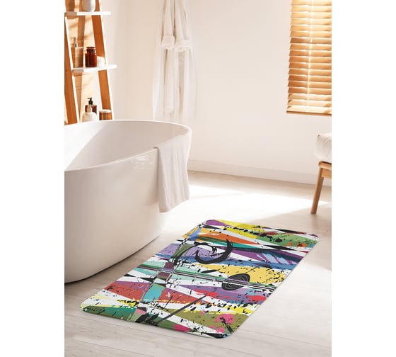 Коврик для ванной комнаты и туалета противоскользящий JOYARTY "Абстрактное граффити" 60х100 см bath_65118_60x100 1