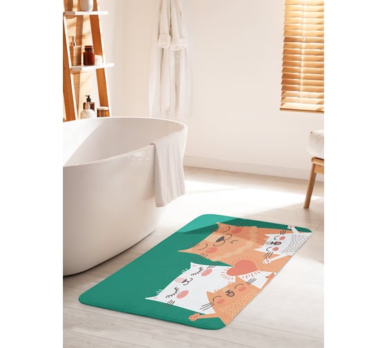 Коврик для ванной комнаты и туалета противоскользящий JOYARTY "Кошачья идиллия" 60х100 см bath_378622_60x100 1