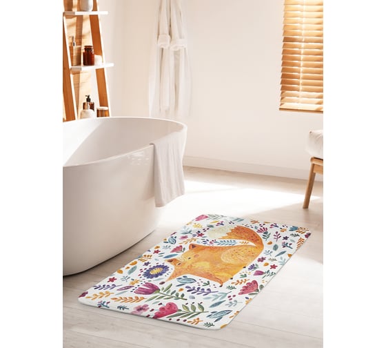 Коврик для ванной комнаты и туалета противоскользящий JOYARTY "Довольная лиса" 60х100 см bath_78049_60x100 1