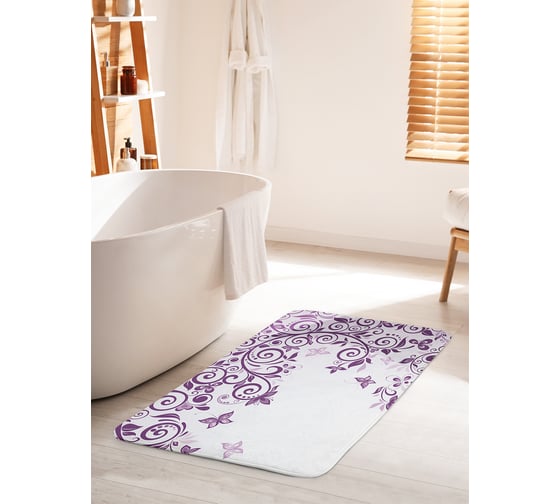Коврик для ванной комнаты и туалета противоскользящий JOYARTY "Бабочки на завитках" 60х100 см bath_22267_60x100 1