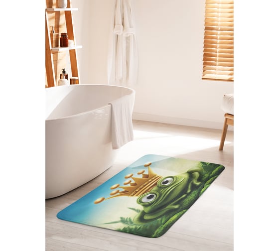 Коврик для ванной комнаты и туалета противоскользящий JOYARTY "Лягушка-принц" 60х100 см bath_36000_60x100 1