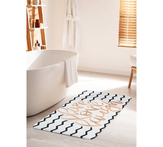 Коврик для ванной комнаты и туалета противоскользящий JOYARTY "Позитив на зигзаге" 60х100 см bath_35809_60x100 1
