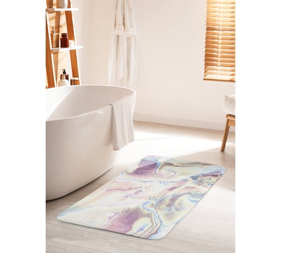 Коврик для ванной комнаты и туалета противоскользящий JOYARTY "Переливы цветного мрамора" 60х100 см bath_33998_60x100 1