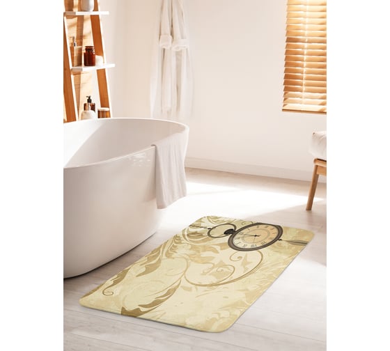 Коврик для ванной комнаты и туалета противоскользящий JOYARTY "Старинные часы" 60х100 см bath_22781_60x100 1