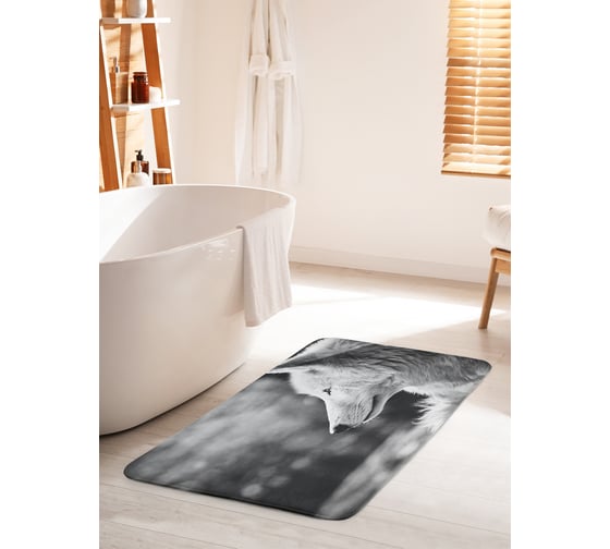 Коврик для ванной комнаты и туалета противоскользящий JOYARTY "Монохромная лиса" 60х100 см bath_38172_60x100 1