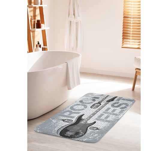 Коврик для ванной комнаты и туалета противоскользящий JOYARTY "Гитара и микрофоны" 60х100 см bath_51684_60x100 1