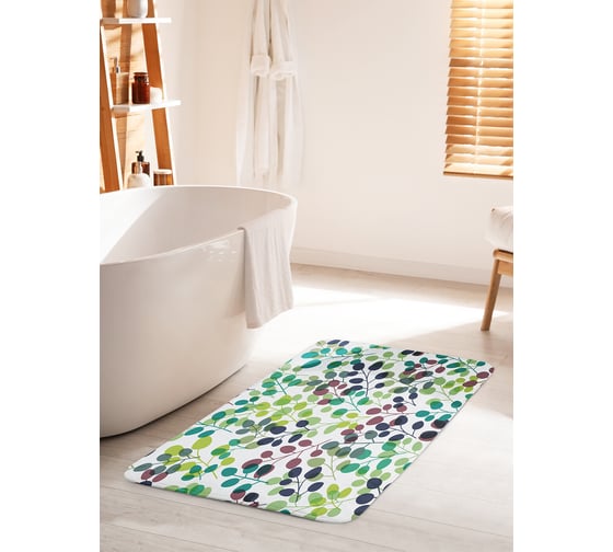 Коврик для ванной комнаты и туалета противоскользящий JOYARTY "Наложение листьев" 60х100 см bath_28406_60x100 1