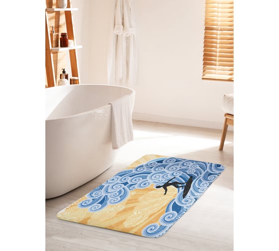 Коврик для ванной комнаты и туалета противоскользящий JOYARTY "Витьеватая волна" 60х100 см bath_36953_60x100 1