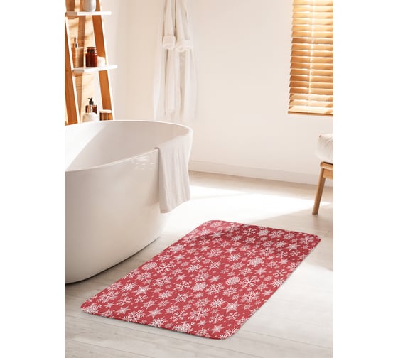 Коврик для ванной комнаты и туалета противоскользящий JOYARTY "Рождественские снежинки" 60х100 см bath_52801_60x100 1