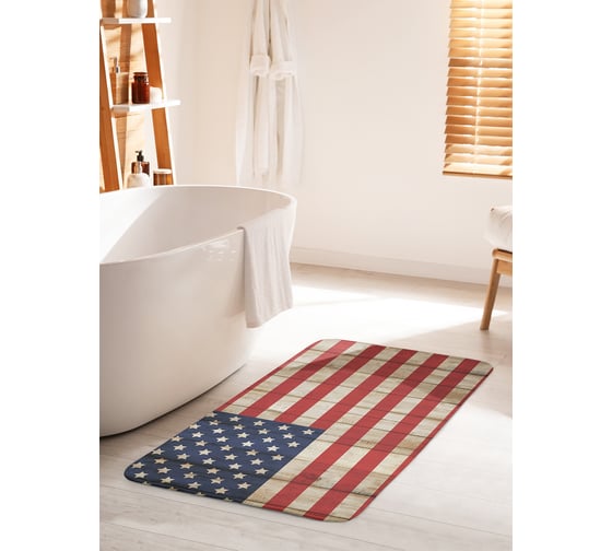 Коврик для ванной комнаты и туалета противоскользящий JOYARTY "Флаг США на вагонке" 60х100 см bath_10165_60x100 1