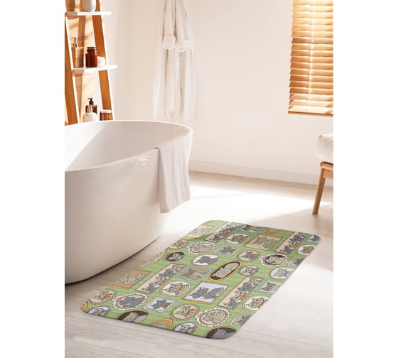 Коврик для ванной комнаты и туалета противоскользящий JOYARTY "Кошачья галерея" 60х100 см bath_9652_60x100 1