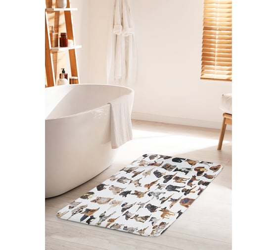 Коврик для ванной комнаты и туалета противоскользящий JOYARTY "Друзья человека" 60х100 см bath_10660_60x100 1