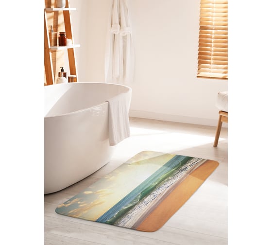 Коврик для ванной комнаты и туалета противоскользящий JOYARTY "Утро на волнах" 60х100 см bath_10257_60x100 1
