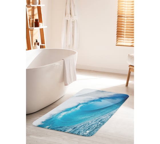 Коврик для ванной комнаты и туалета противоскользящий JOYARTY "Холодная волна" 60х100 см bath_10273_60x100 1