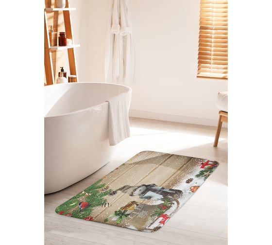 Коврик для ванной комнаты и туалета противоскользящий JOYARTY "Новогодний домовенок" 60х100 см bath_21436_60x100 1