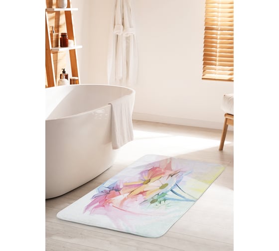 Коврик для ванной комнаты и туалета противоскользящий JOYARTY "Образные цветы" 60х100 см bath_21124_60x100 1