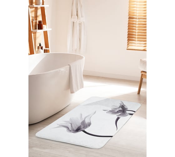 Коврик для ванной комнаты и туалета противоскользящий JOYARTY "Цветочное очертание" 60х100 см bath_18102_60x100 1