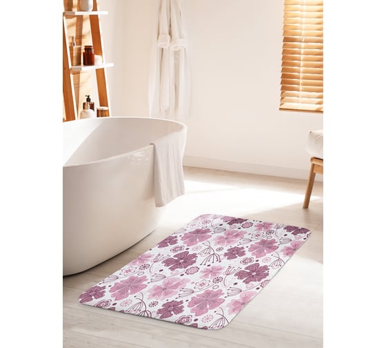 Коврик для ванной комнаты и туалета противоскользящий JOYARTY "Цветочный сон" 60х100 см bath_18523_60x100 1