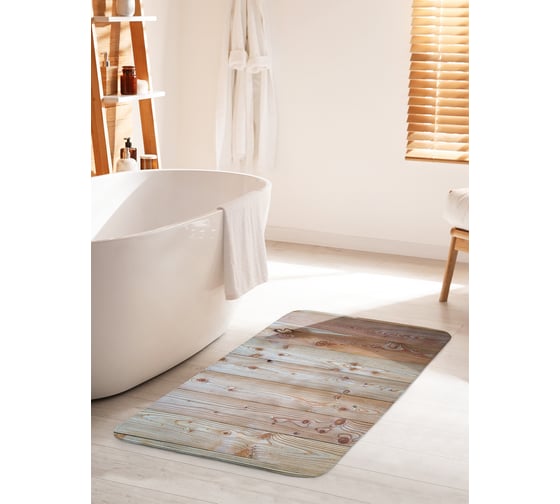 Коврик для ванной комнаты и туалета противоскользящий JOYARTY "Деревянное ограждение" 60х100 см bath_20378_60x100 1