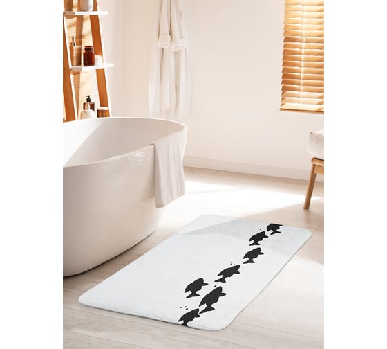 Коврик для ванной комнаты и туалета противоскользящий JOYARTY "Скрытные рыбы" 60х100 см bath_20567_60x100 1