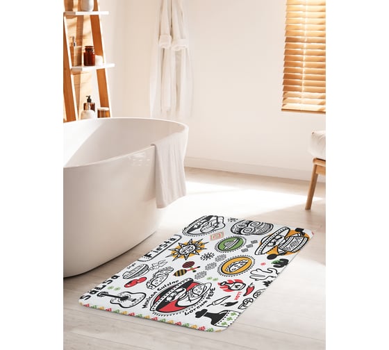 Коврик для ванной комнаты и туалета противоскользящий JOYARTY "Все о Мексике" 60х100 см bath_20613_60x100 1