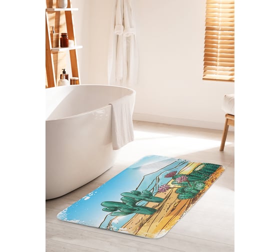 Коврик для ванной комнаты и туалета противоскользящий JOYARTY "Вечер возле кактусов" 60х100 см bath_26551_60x100 1