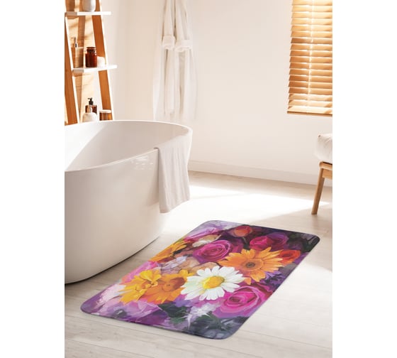 Коврик для ванной комнаты и туалета противоскользящий JOYARTY "Осенний букет" 60х100 см bath_9132_60x100 1