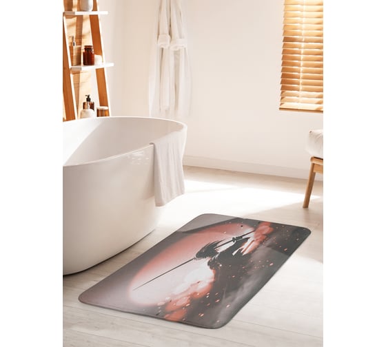 Коврик для ванной комнаты и туалета противоскользящий JOYARTY "Взмах катаны" 60х100 см bath_18287_60x100 1