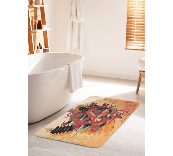 Коврик для ванной комнаты и туалета противоскользящий JOYARTY "Драконы в Японии" 60х100 см bath_17916_60x100 1