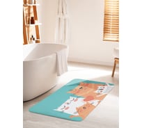 Коврик для ванной комнаты и туалета противоскользящий JOYARTY "Веселая кошачья семья" 60х100 см bath_18493_60x100